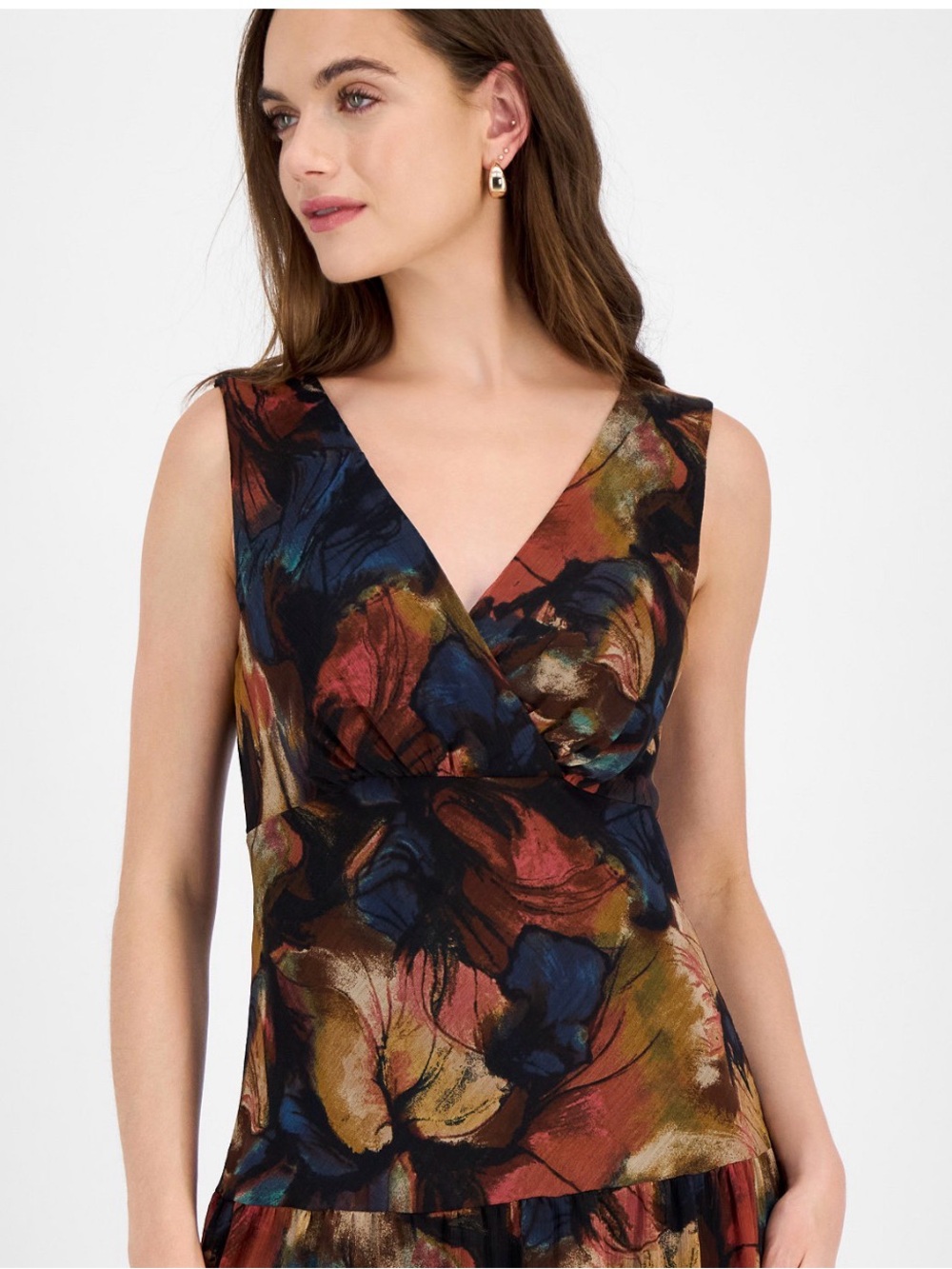 Connected Apparel Women’s Sleeveless Tiered Midi Dress | NWT | Elegant Floral - Picture 2 of 10